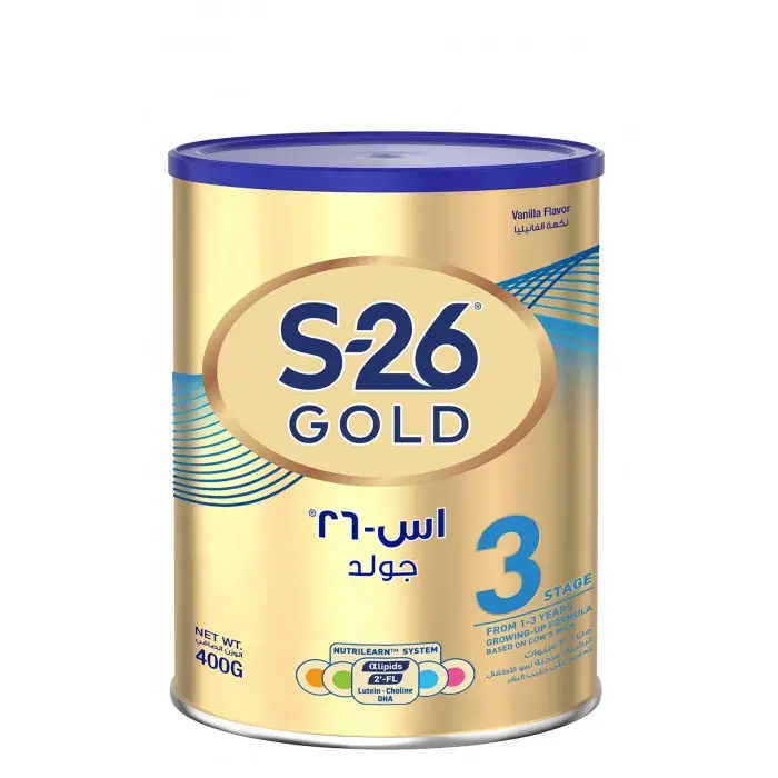 [E-COM] اس 26  بروجرس جولد نكهة الفنيليا تركيبة لمرحلة نمو الأطفال المرحلة 3 400جرام